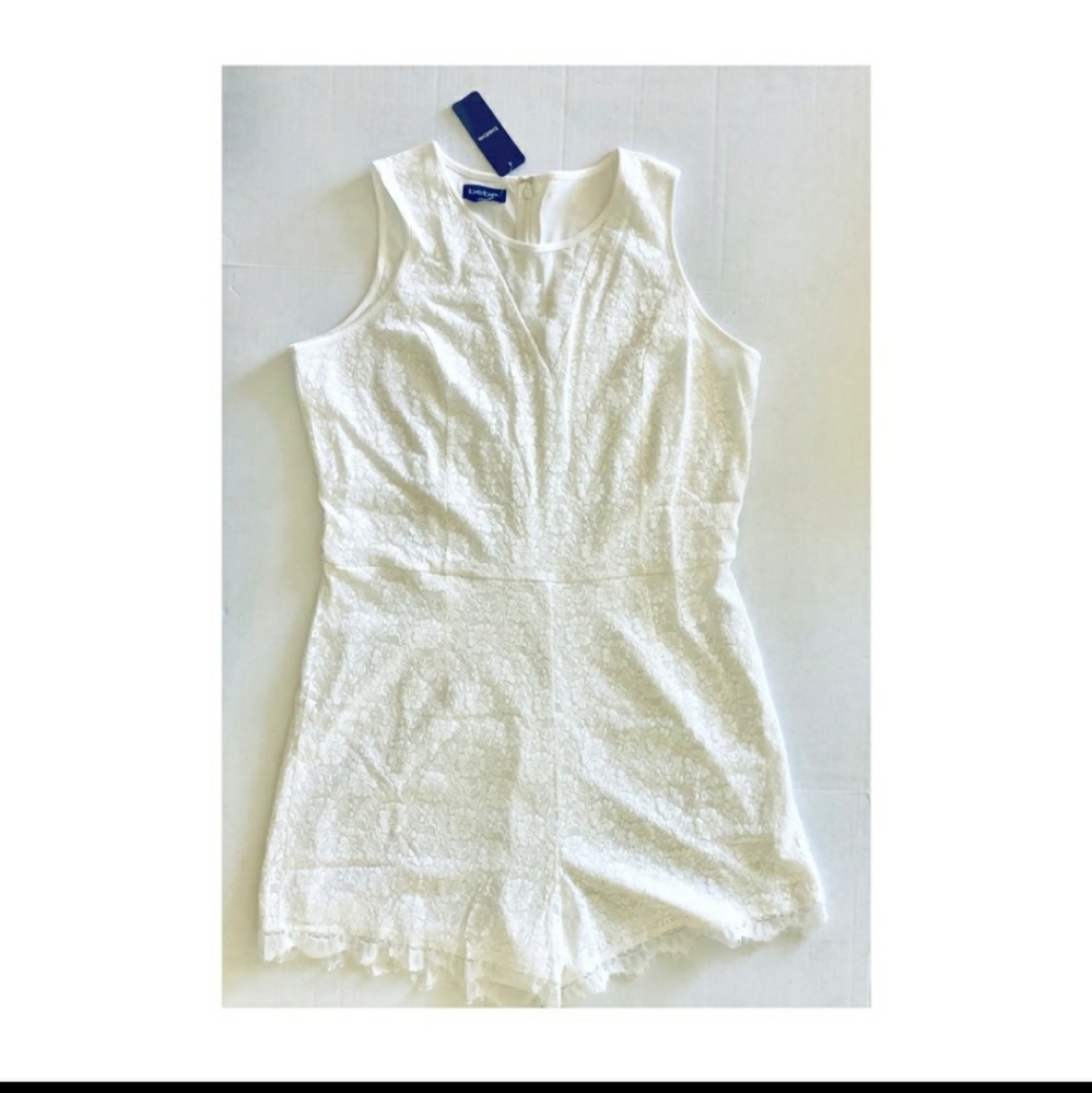 NWT Bebe Womens White Lace Romper Size 12